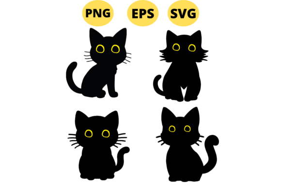 Black Cat Vector Silhouette for Embroidery