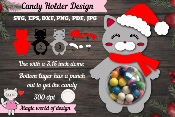 Cat in Santa Hat Dome Candy Holder SVG Review