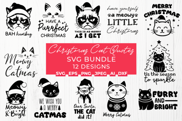 Christmas Cat Quotes Bundle 12 Xmas SVG Review