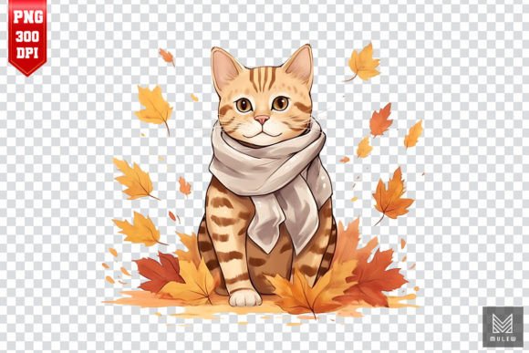 Cute Bengal Cat in Autumn Clipart Review