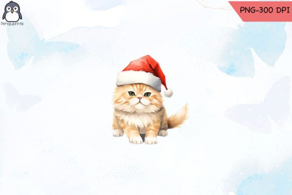 Cute Cat Wear Christmas Hat PNG Review