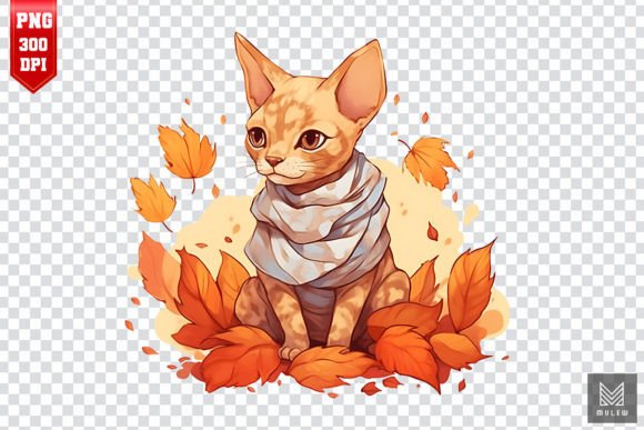 Cute Devon Rex Cat in Autumn Clipart Review