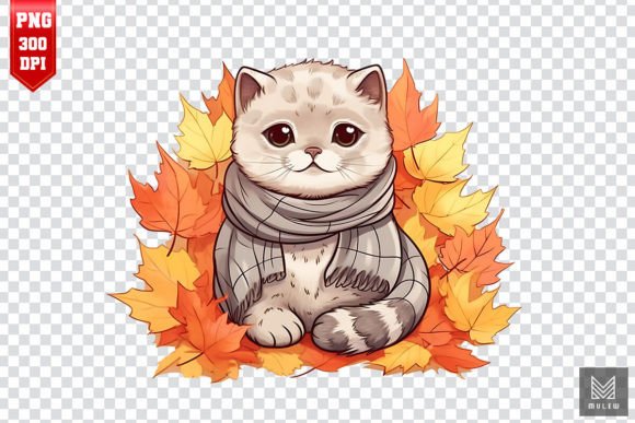 Cute Scottish Fold Cat in Autumn Clipart Review