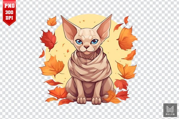 Cute Sphynx Cat in Autumn Clipart Review