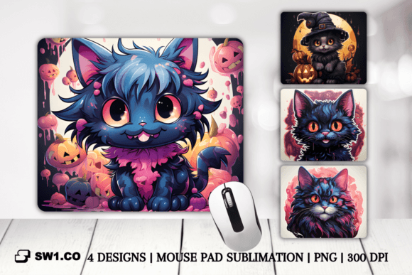 Halloween Black Cat Mouse Pad PNG Review