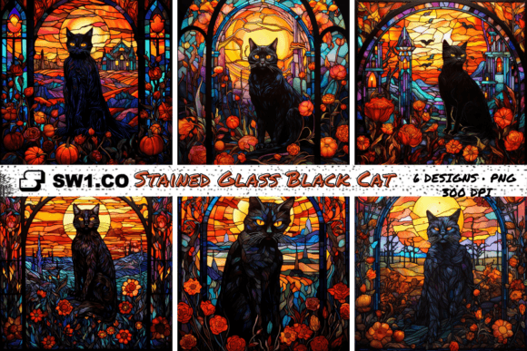 Stained Glass Black Cat Background Review